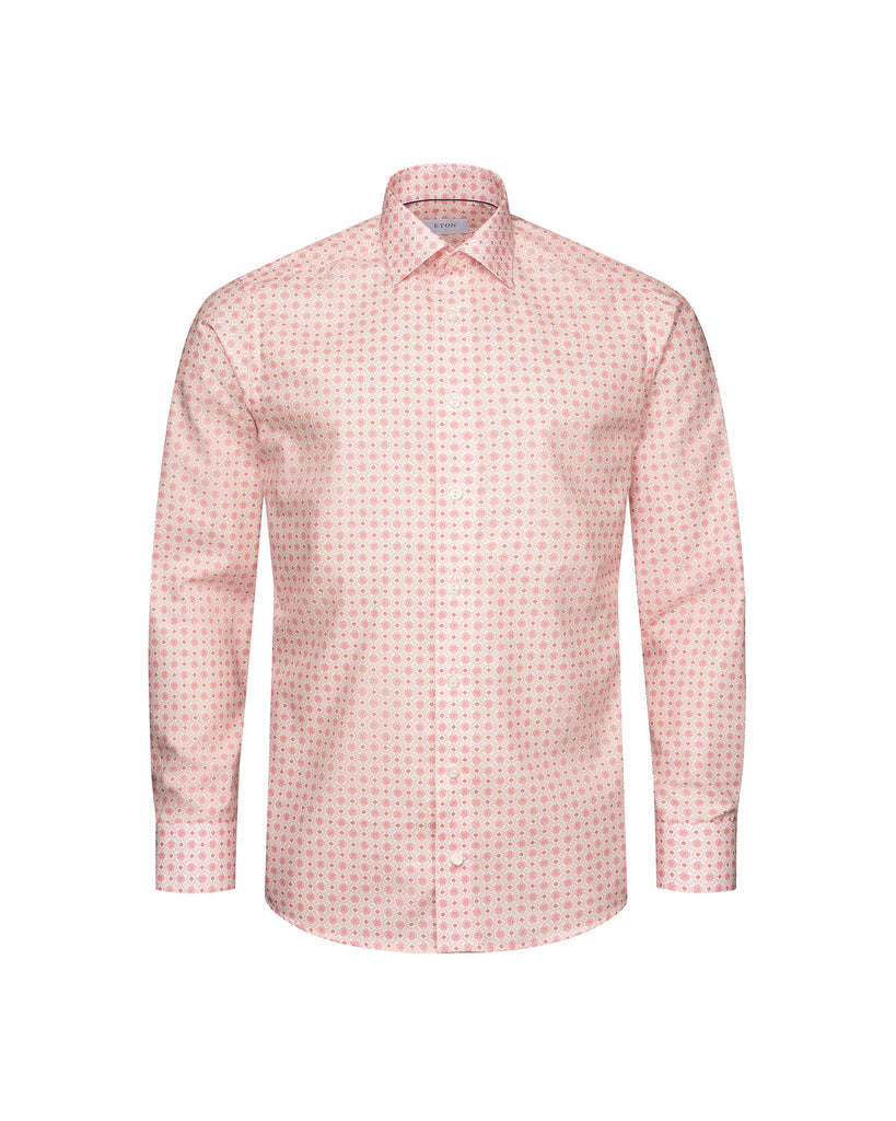 Slim Fit Geometric Skjorte Lyserød