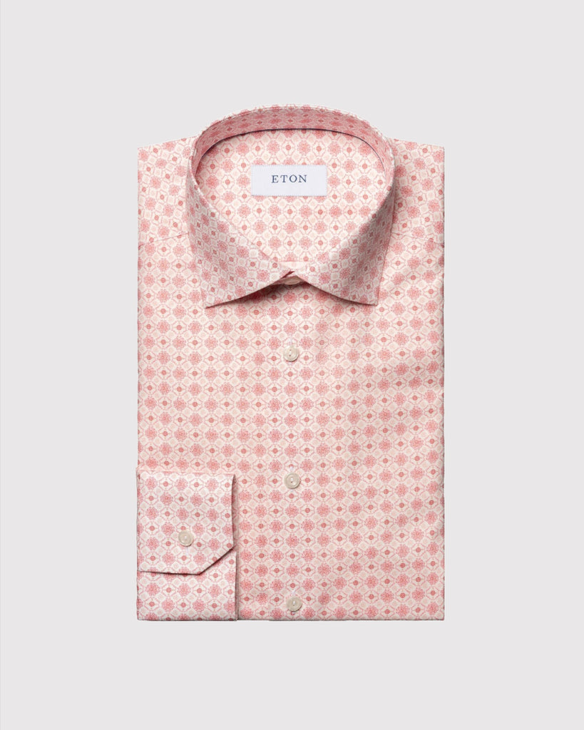 Slim Fit Geometric Skjorte Lyserød