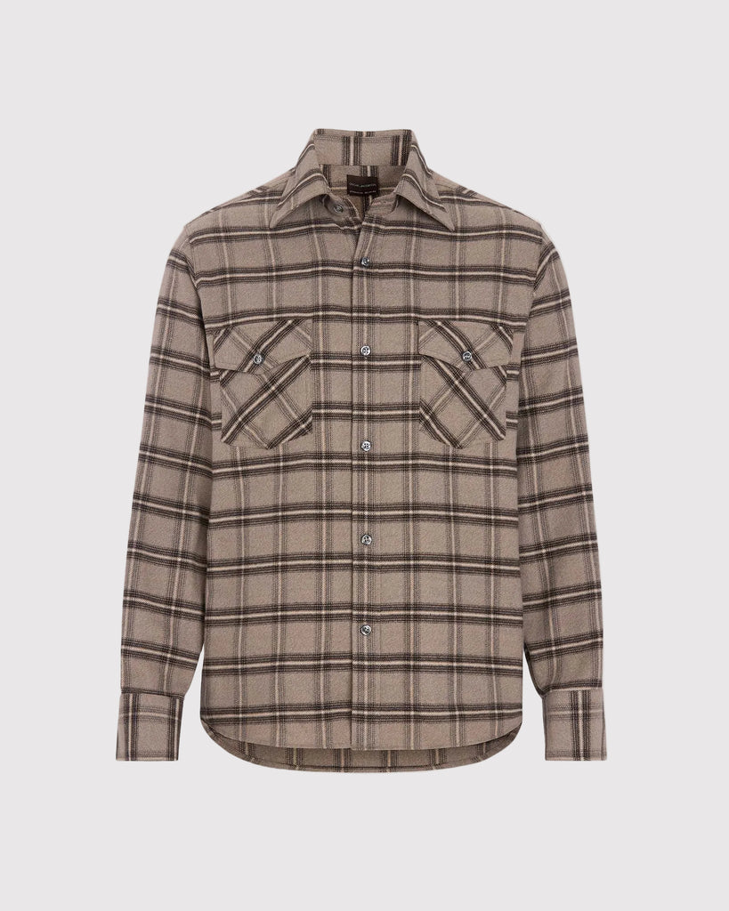Flannel Check Shirt Taupe