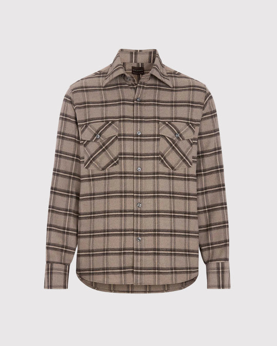 Flannel Check Shirt Taupe