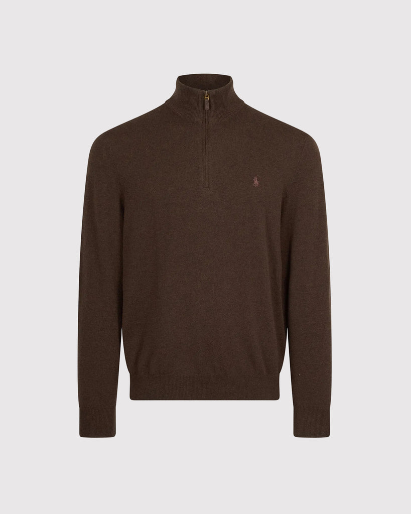 Half Zip Merino Strik Brun