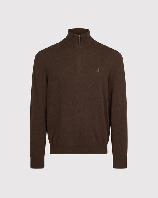 Half Zip Merino Strik Brun