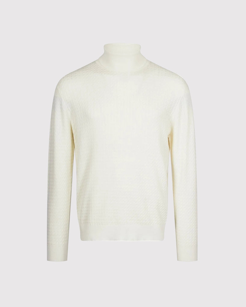 Visc Cashmere Cable Roll Creme