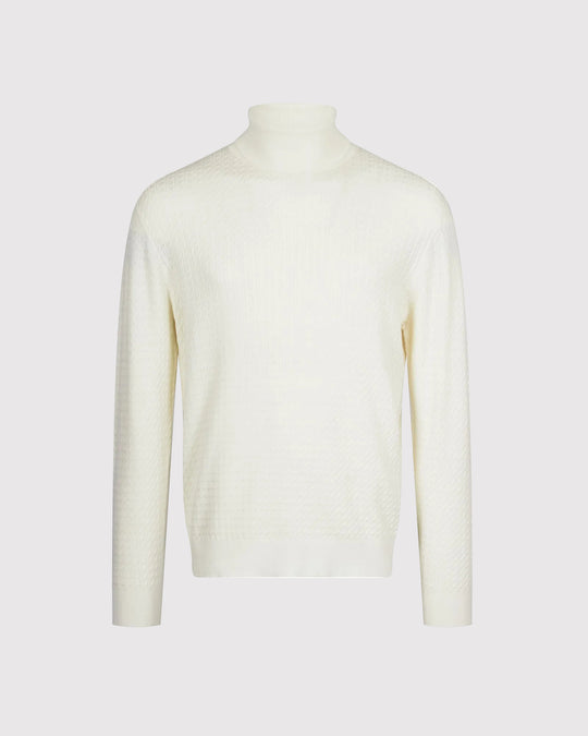 Visc Cashmere Cable Roll Creme