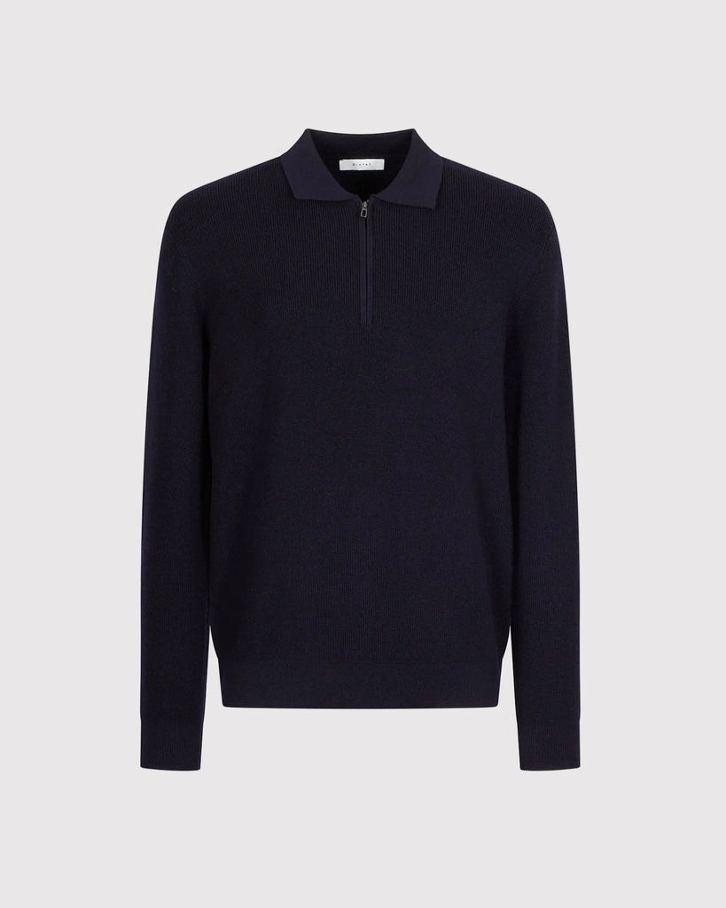 Zip Rib Strik Blå