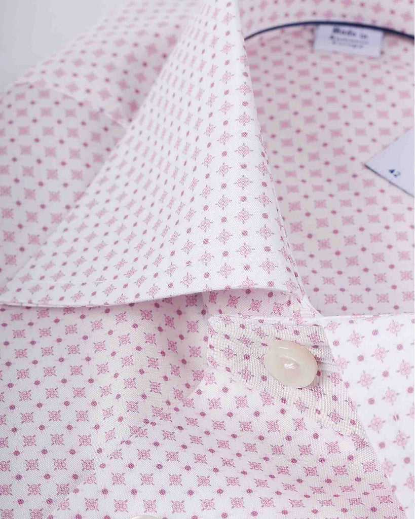 Slim Fit Mønstret Poplin Skjorte Pink