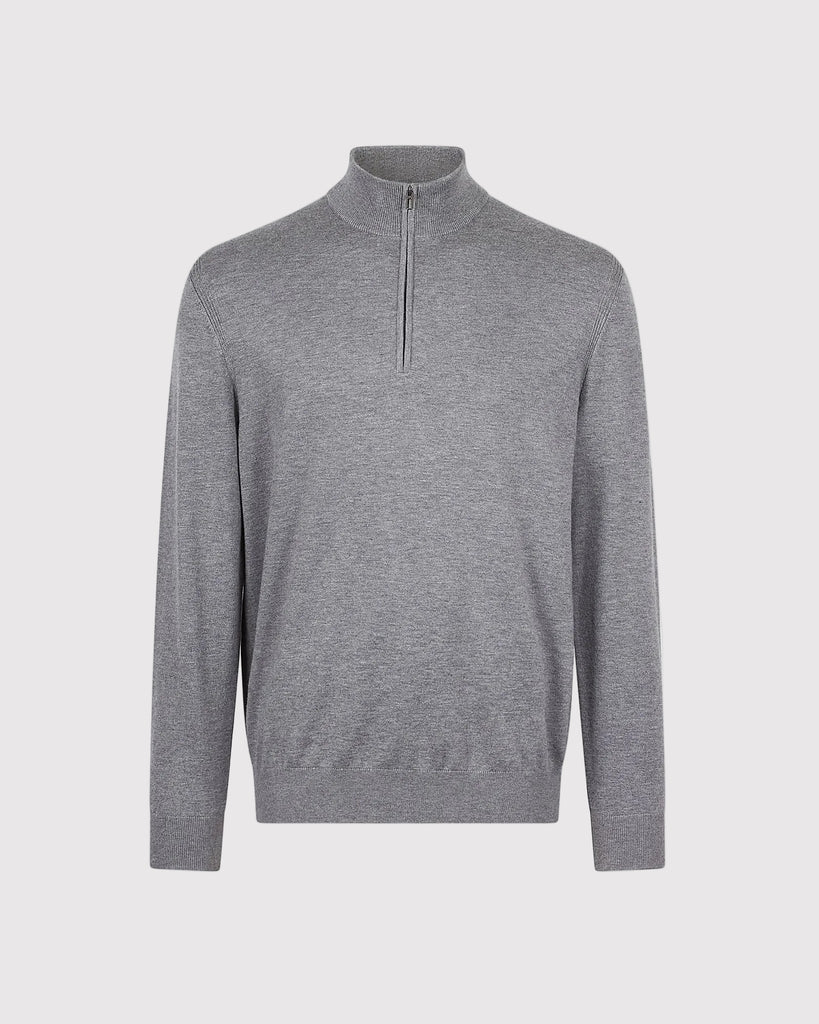 Visc Cashmere Zip Strik Grå