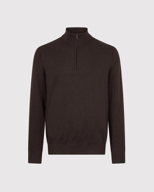 Visc Cashmere Zip Strik Brun