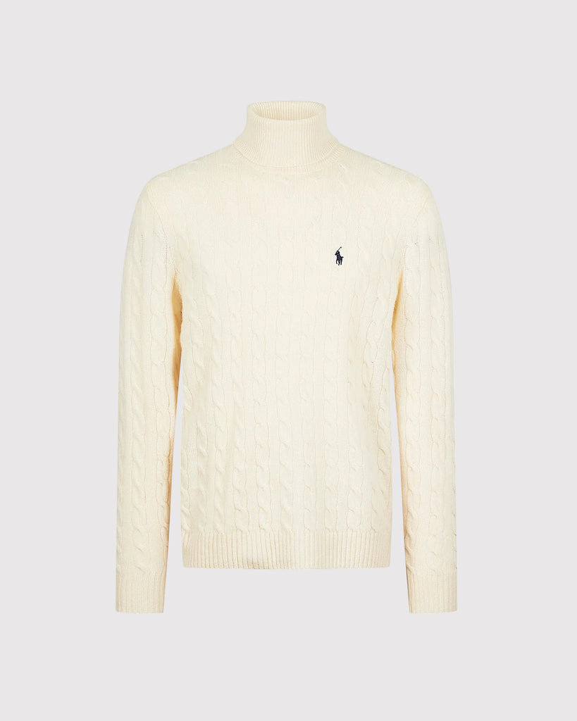 Wool Cash Cable Rollneck Creme