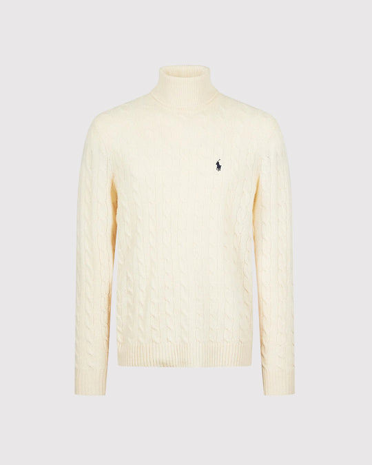 Wool Cash Cable Rollneck Creme