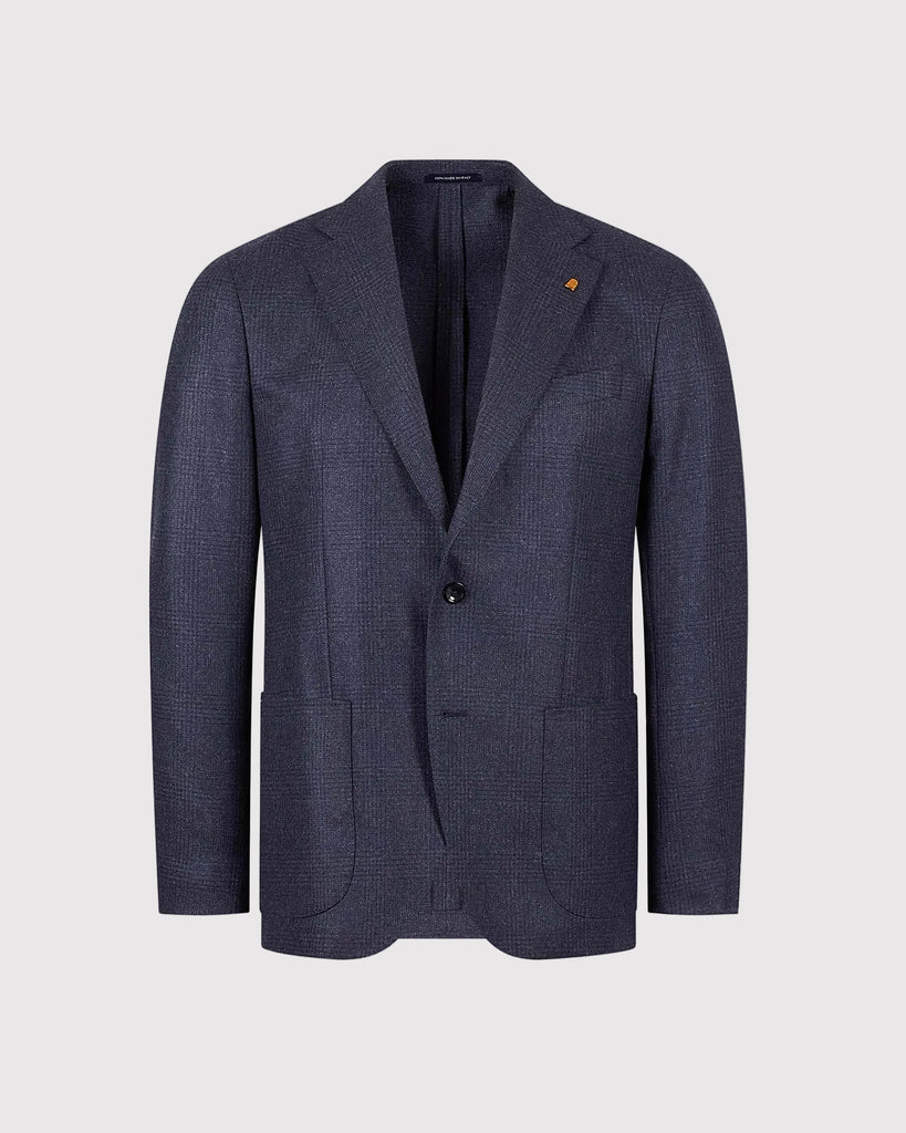 Check Wool Blazer Blå