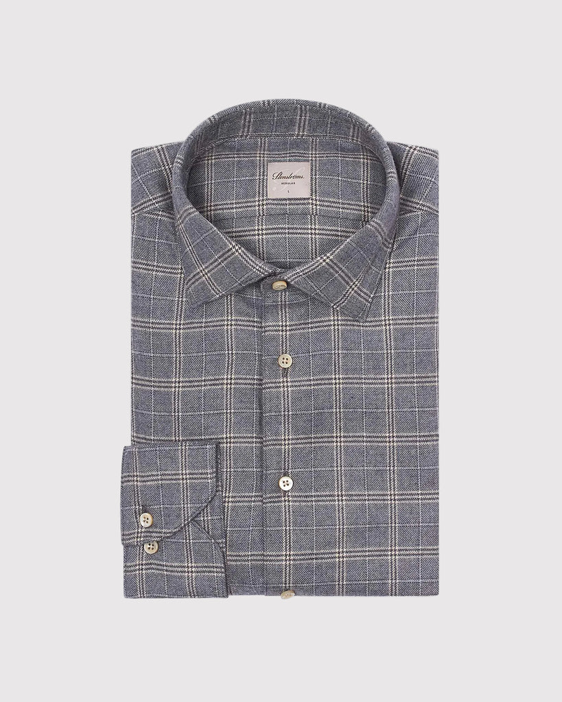Regular Fit Flannel Check Shirt Grå