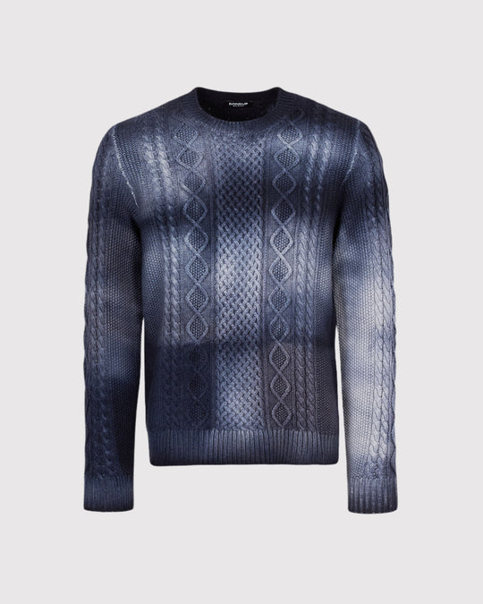 Girocollo Cable Fatto Blå