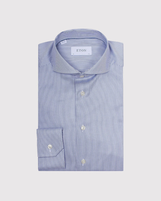 Slim Fit Fine Stripe Skjorte Blå