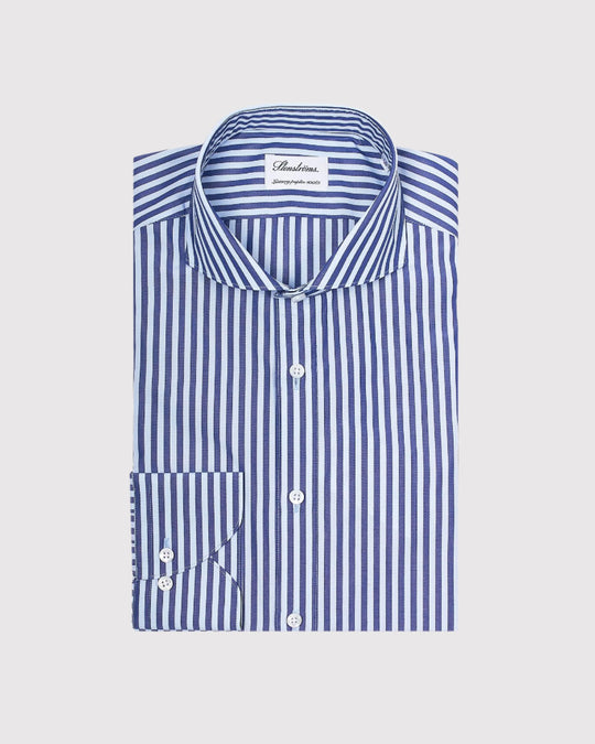 Slim Fit Dark Blue Stripe Blå