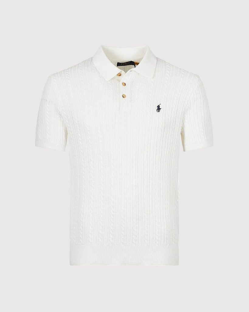 Cable Polo Hvid