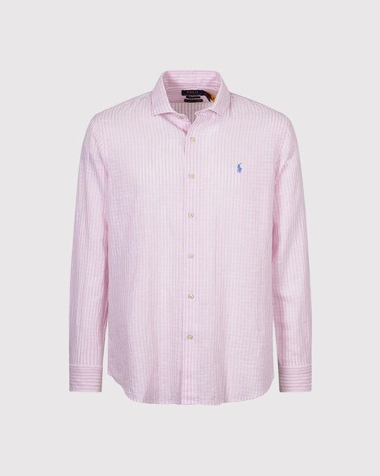 Linen Striped Shirt Pink