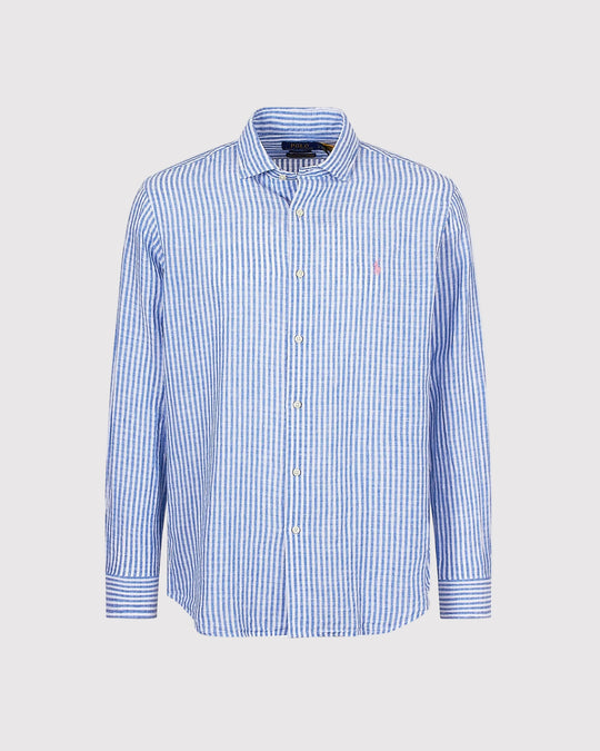 Linen Striped Shirt Blå