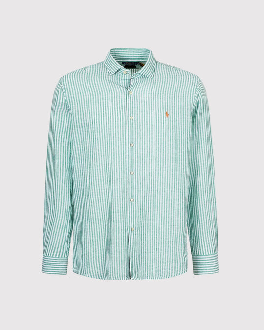 Linen Striped Shirt Grøn