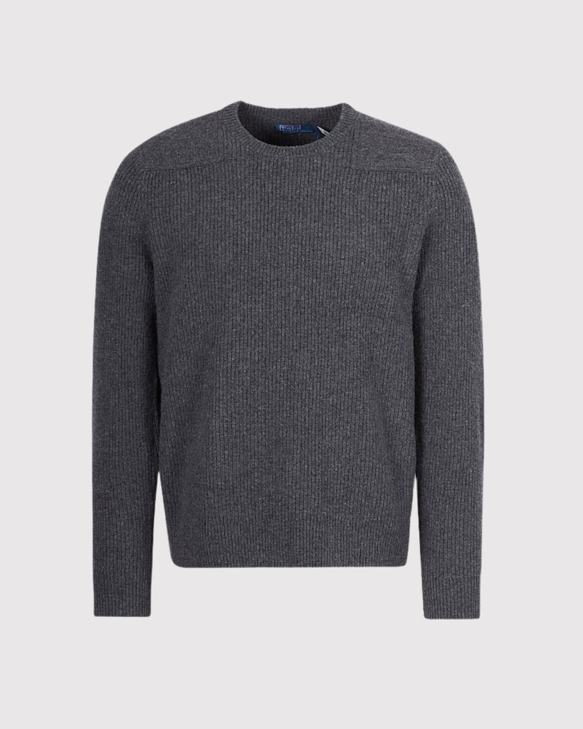 Panel Crewneck Strik Grå