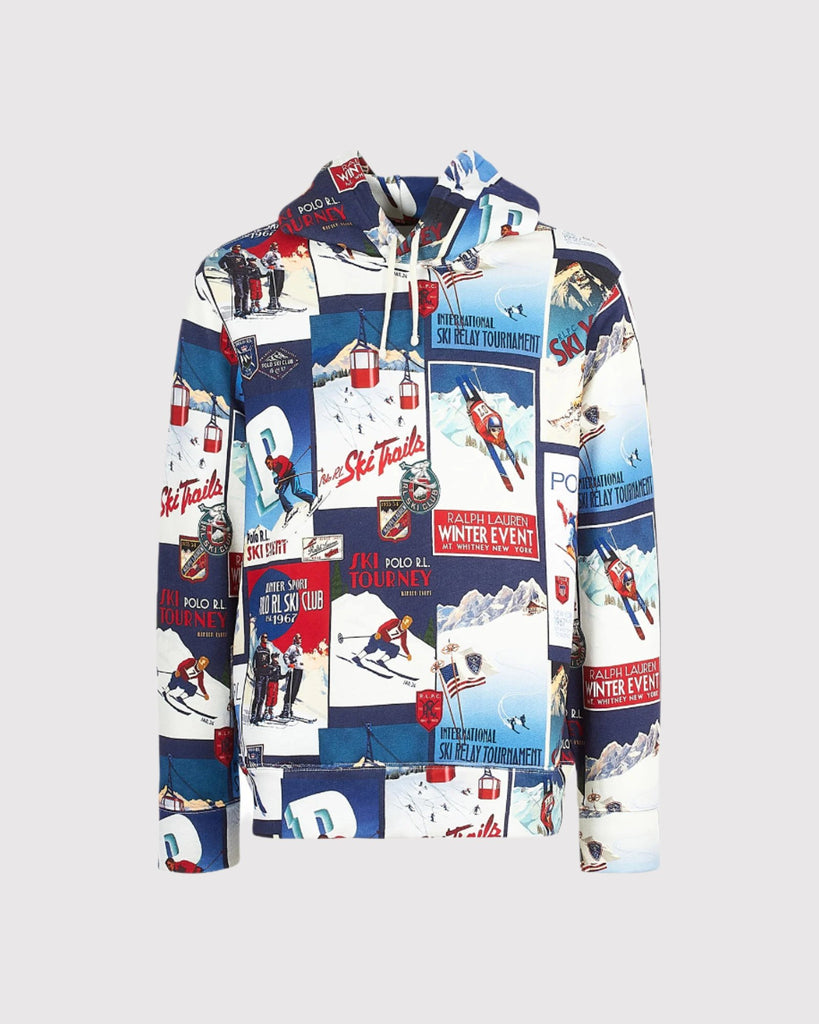 Ski Patchwork Hoodie Blå