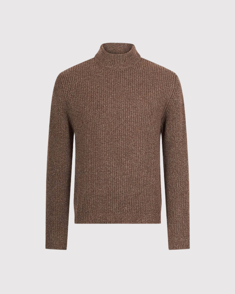 Rib Turtleneck Melange Brun