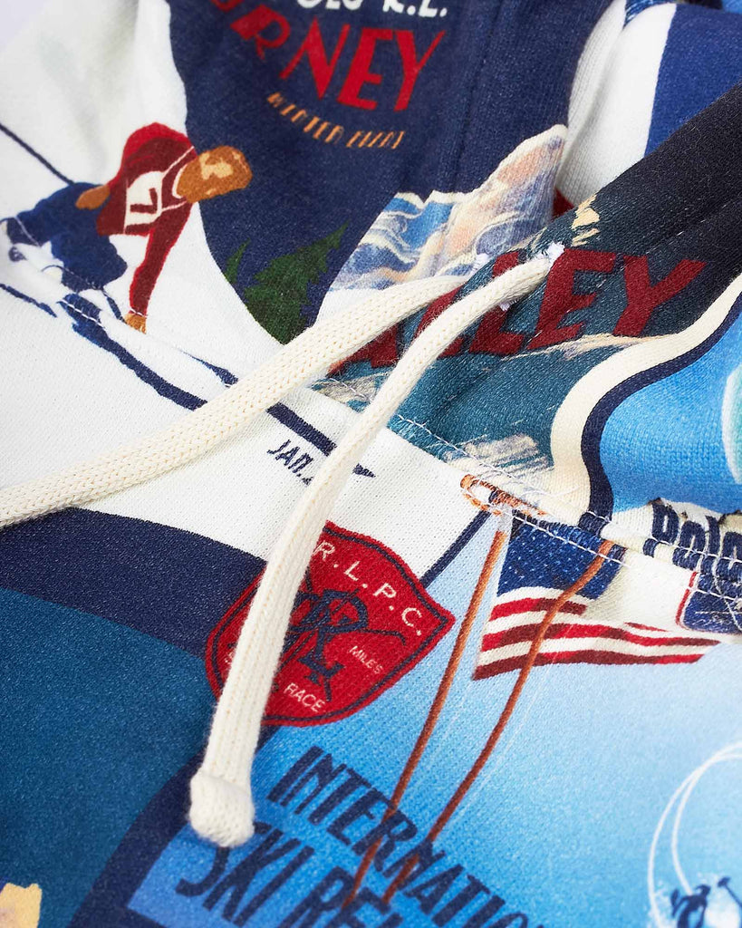 Ski Patchwork Hoodie Blå