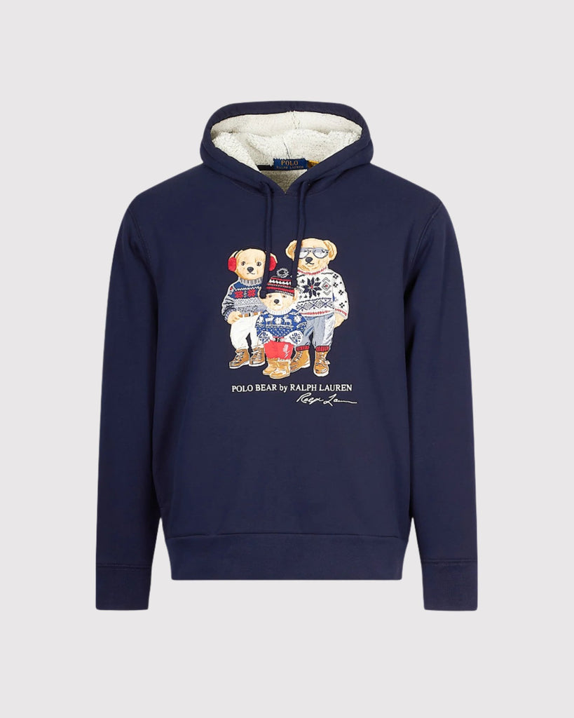 Fleece Bear Hoodie Blå