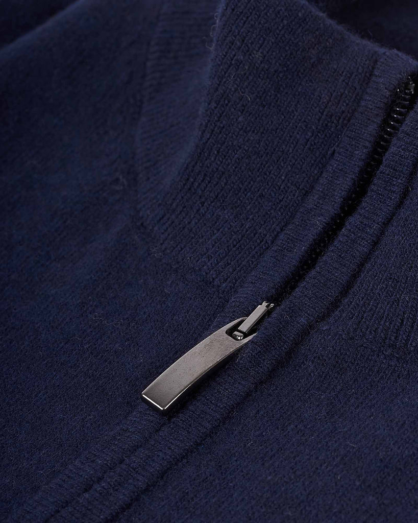 Cashmerewool Half Zip Blå