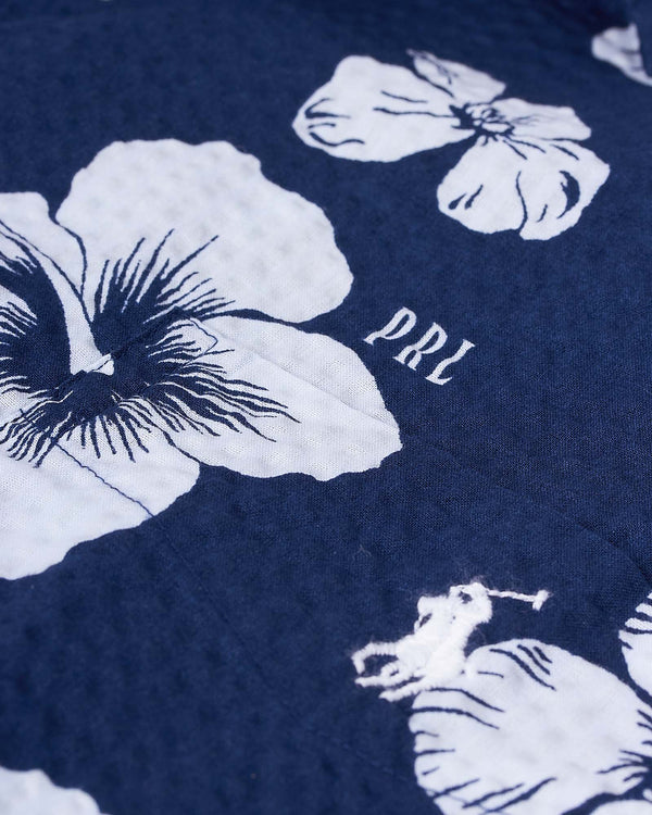 Seersucker Flower Shirt Blå