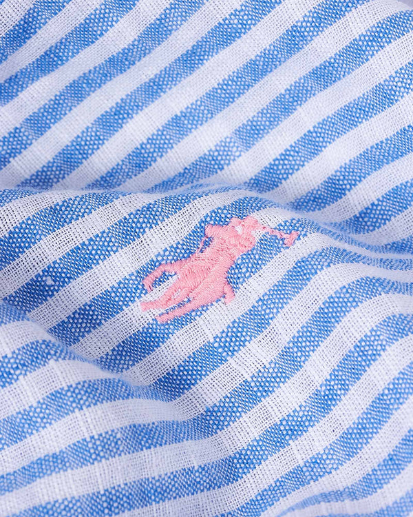 Linen Striped Shirt Blå