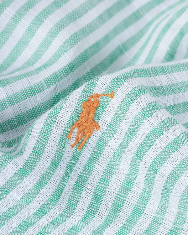 Linen Striped Shirt Grøn