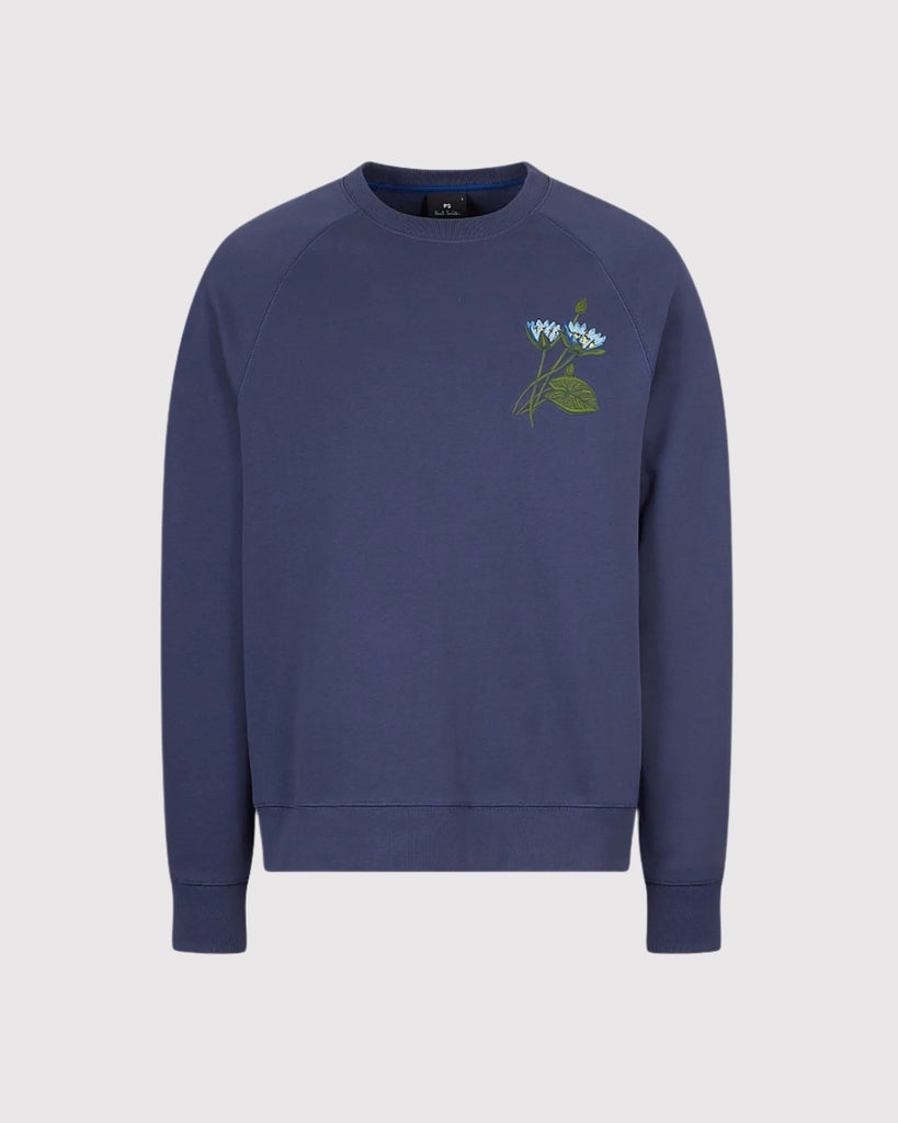 Embroidery Floral Sweat Blå