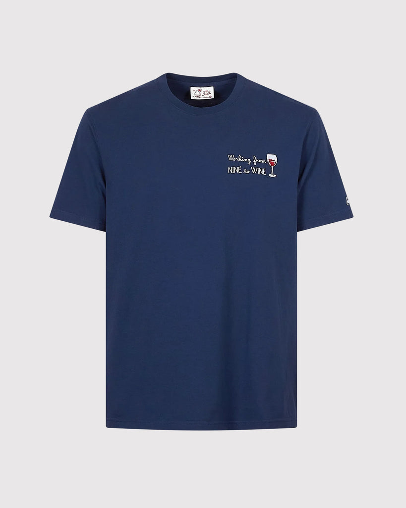 Nine To Wine T-Shirt Blå