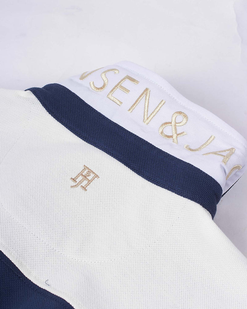 Stripe Back Polo Blå