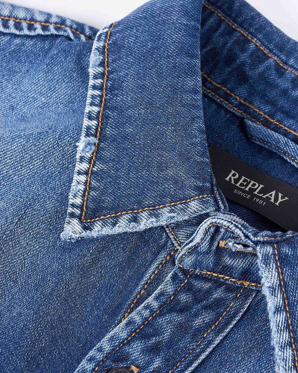 2 Pocket Denim Overshirt Blå
