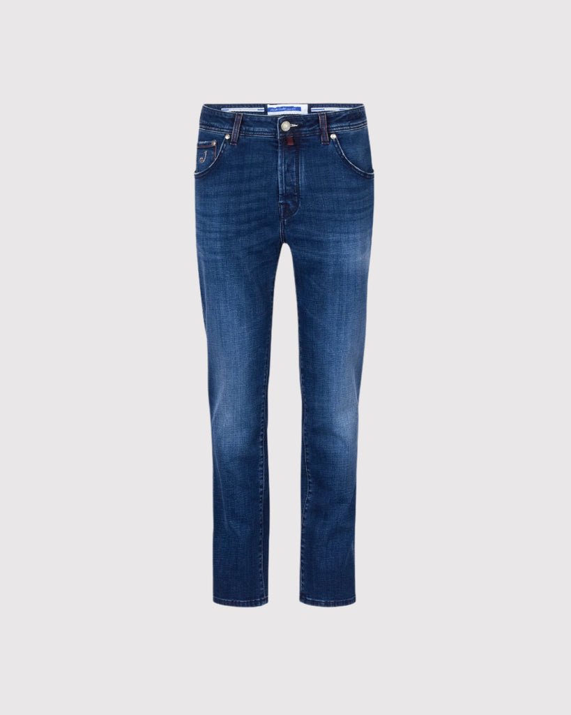 Scott Cropped Washed Jeans Blå