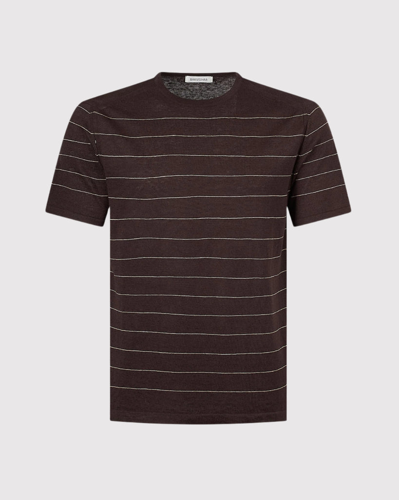 Stribet T-Shirt Brun