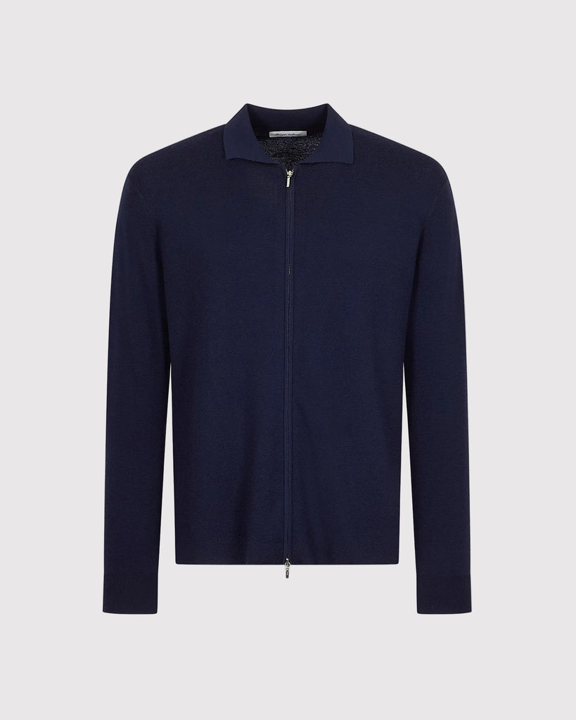 Merino Zip Cardigan Blå