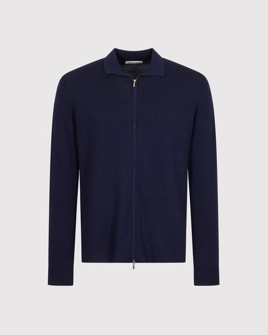 Merino Zip Cardigan Blå