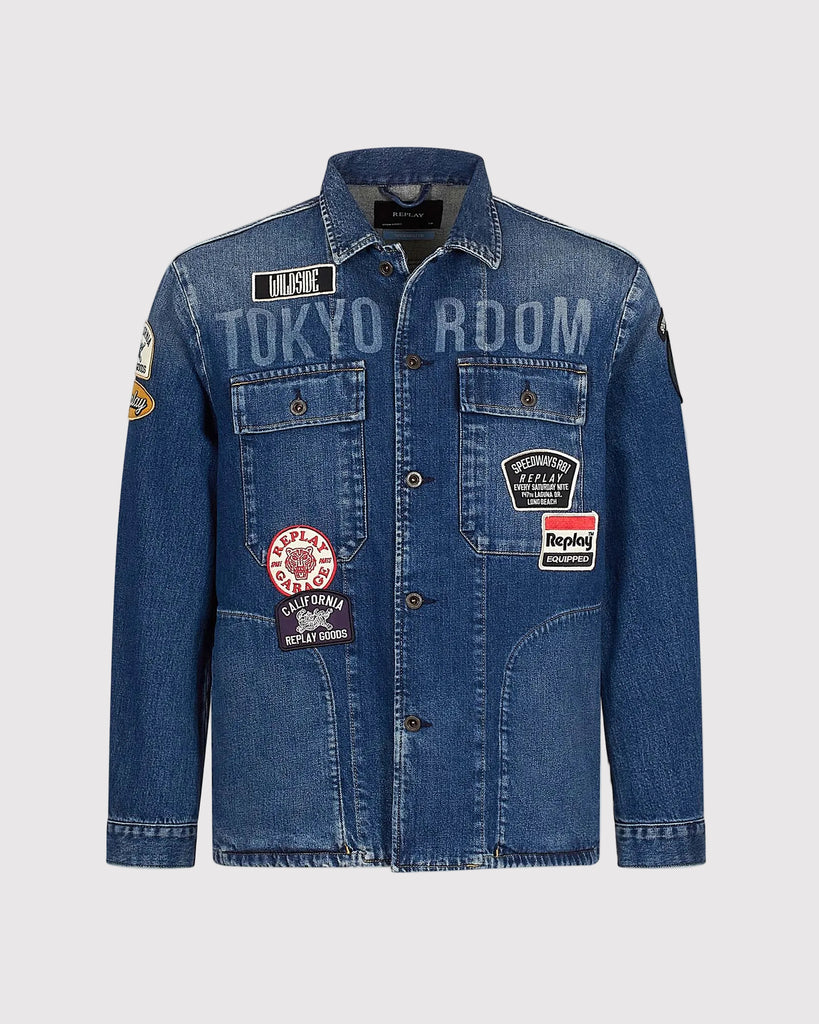 Denim Patch Overshirt Blå