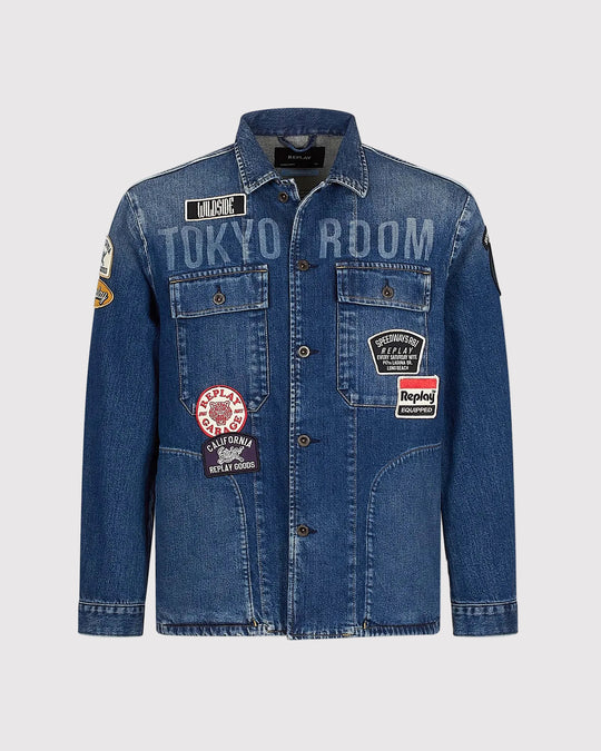 Denim Patch Overshirt Blå