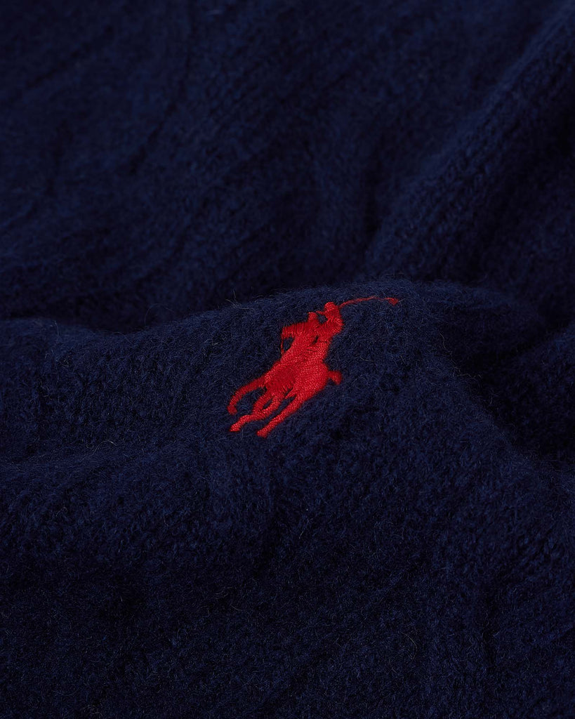 Wool Cash Cable Rollneck Blå