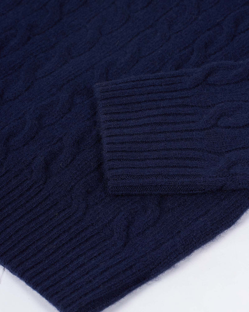 Wool Cash Cable Rollneck Blå