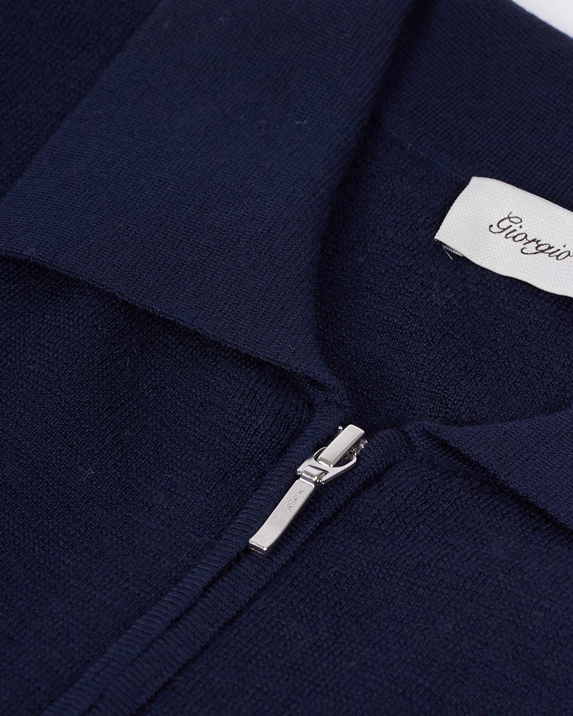 Merino Zip Cardigan Blå