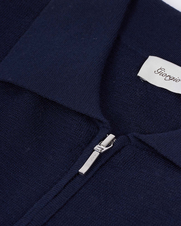 Merino Zip Cardigan Blå