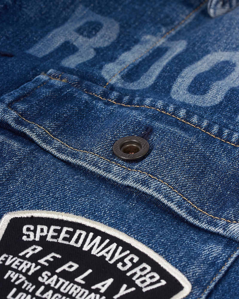 Denim Patch Overshirt Blå