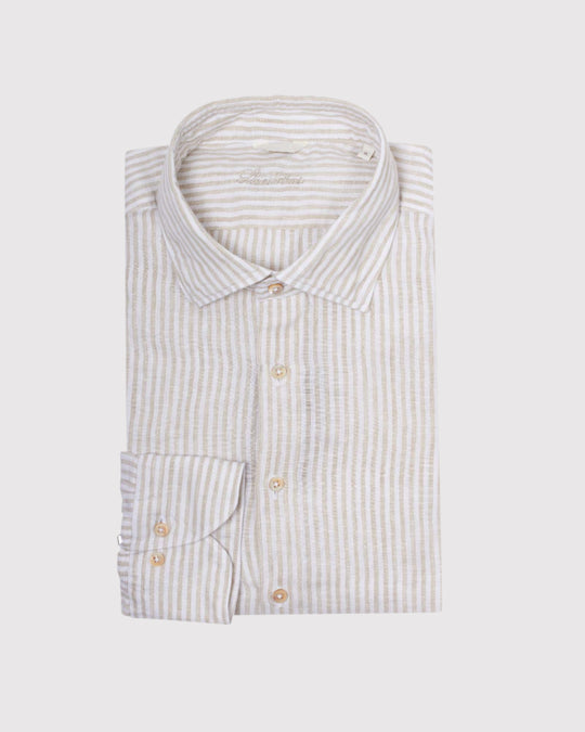 Hørskjorte Stribet Sand