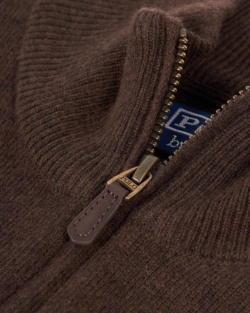 Half Zip Merino Strik Brun