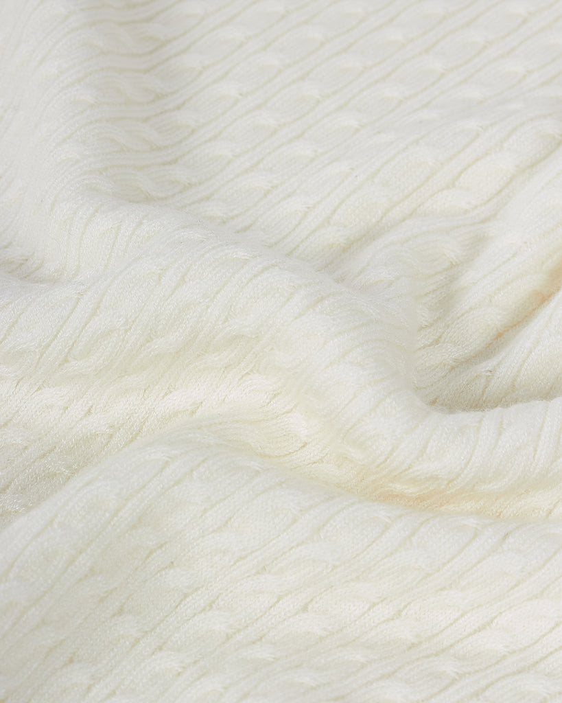 Visc Cashmere Cable Roll Creme